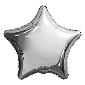Воздушный шар Звезда (18''/46 см) Серебро, 1 шт.